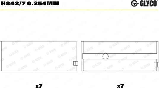 Veivaksellager GLYCO H842/7 0.254mm