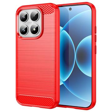 Xiaomi 17 børstet TPU deksel   karbonfiber Rød