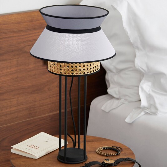 MARKET SET Singapour DBL bordlampe hvit/grå Stue 56 Flerfarget