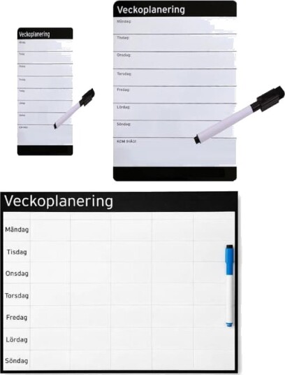 Magnetisk Whiteboard för Veckoplanering . Inkl. Whiteboardpenna m Sudd