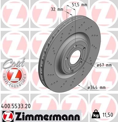 Bremseskive ZIMMERMANN 400.5533.20 Bremseskive ZIMMERMANN 400.5533.20