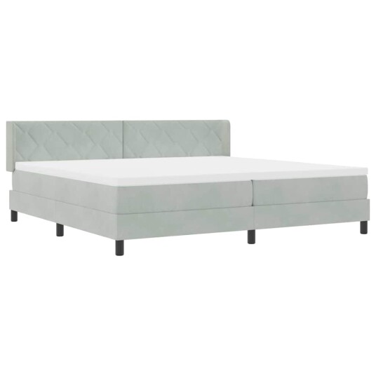 Box Spring Seng med Madrass Lys Grå 200x200 cm Fløyel Box Spring Seng med Madrass Lys Grå 200x200 cm Fløyel
