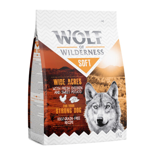 Wolf of Wilderness 1 kg  tørrfôr til prøvepris! - Wide Acres - Kylling (Soft & Strong)