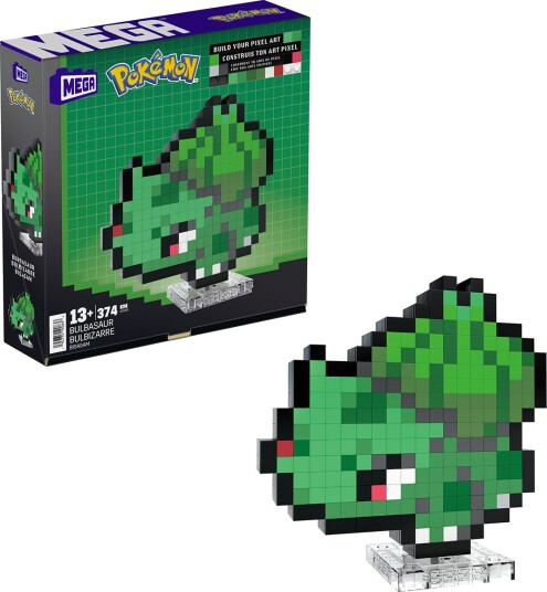 Mattel Mega Pokémon Bulbasaur Pixel Art Byggesett 13+ År Mattel Mega Pokémon Bulbasaur Pixel Art Byggesett 13+ År