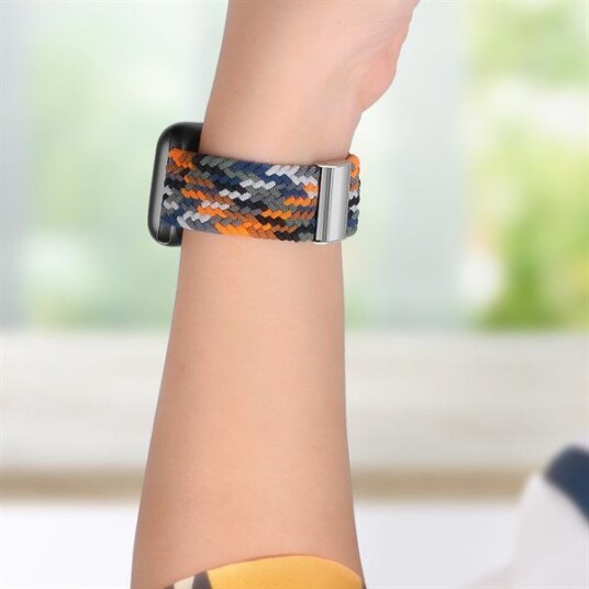 Hurtel Apple Watch (38/40/SE/41MM) Hurtel Flettet Stoffrem - Svart / Hvit