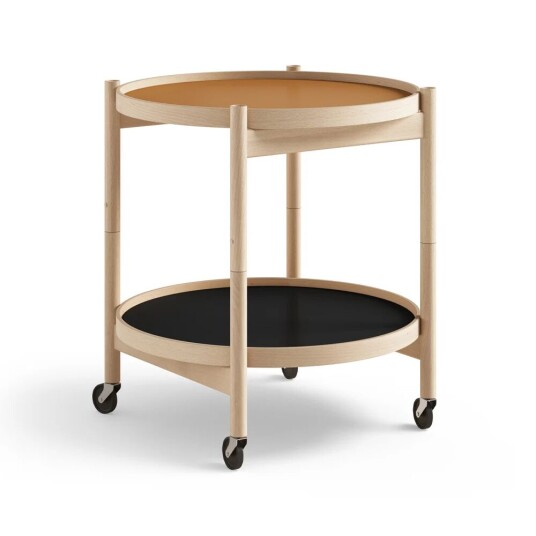 Brdr. Krüger Bølling Tray Table model 50 rullebord clay, oljet bøkestativ