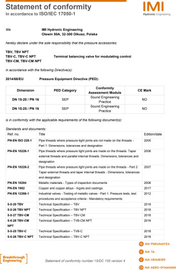 15 TBV-CNF TERMINALVENTILNIP 15 TBV-CNF TERMINALVENTILNIP