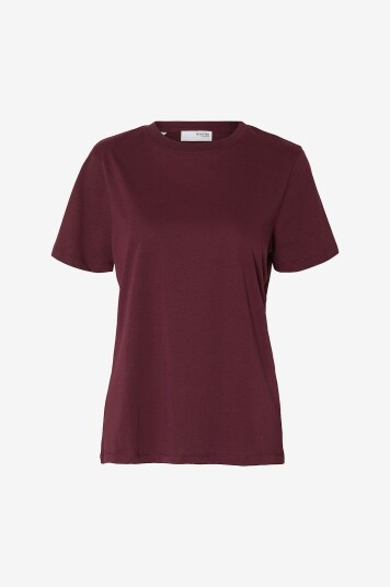 Selected FEMME - Topp slfMyessential SS O-neck Tee - Rød