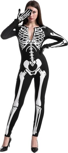 Halloween Selvlysende Skjelettkostyme til Dame