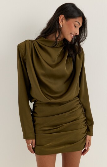 Bubbleroom Occasion Ruched Satin Mini Dress