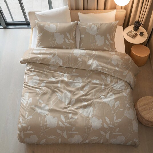 Sengesett Spring Sand/Beige 140x200/220 / Bomull