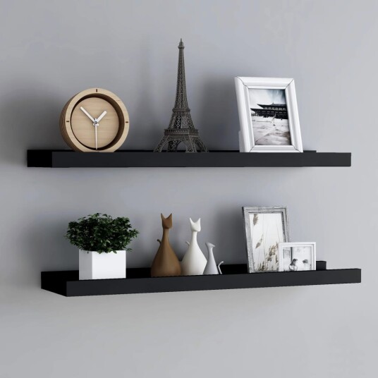 vidaXL Flytende vegghyller 2 stk svart 80x9x3 cm MDF vidaXL Flytende vegghyller 2 stk svart 80x9x3 cm MDF