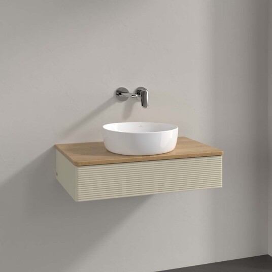 Villeroy & Boch Antao Servantskap med 1 skuff 80x50x19 cm m/lys Grå Matt/Eik Villeroy & Boch Antao Servantskap med 1 skuff 80x50x19 cm m/lys Grå Matt/Eik