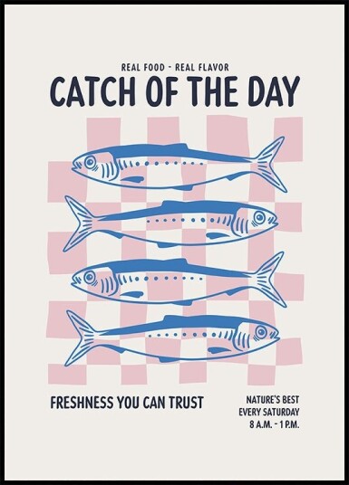 Farmers Market Sardines Blue Plakat Plakat / 70x100cm Farmers Market Sardines Blue Plakat Plakat / 70x100cm