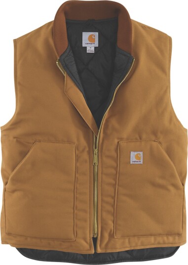 Carhartt Men's V01 Insulated Rib Collar Vest Brown S Carhartt Men's V01 Insulated Rib Collar Vest Brown S