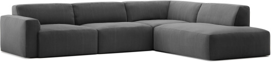 No Ga - Brick 4-Seater Corner Open End Right Shadow Dark Grey Sofaer Grå
