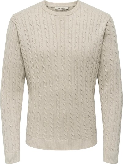 ONLY & SONS Onsloui Reg 12 Cabel Crew Knit Noos OATMEAL M ONLY & SONS Onsloui Reg 12 Cabel Crew Knit Noos OATMEAL M