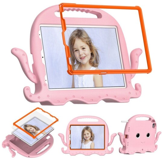 INCOVER iPad Air (2022 / 2020) / Pro 11 (2022 / 2021 / 2020 / 2018) Barnedeksel m. Stativ - Octopus - Baby Pink