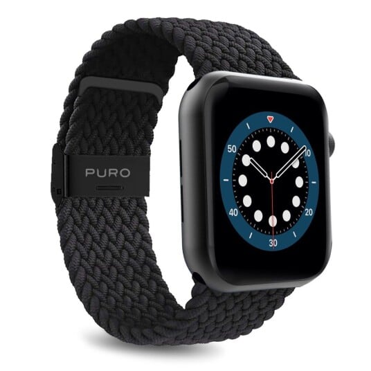 Puro Apple Watch (42/44/SE/45/49MM) Puro Loop Flettet Stoffrem - Svart
