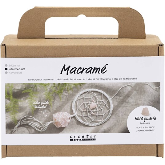Mini Craft Kit Macramé Dreamcatcher w/ Rose Quartz Crystal 977728