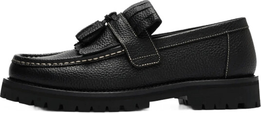 Selected Slmholger Leather Kiltie Tassel Loafer - Black - 46