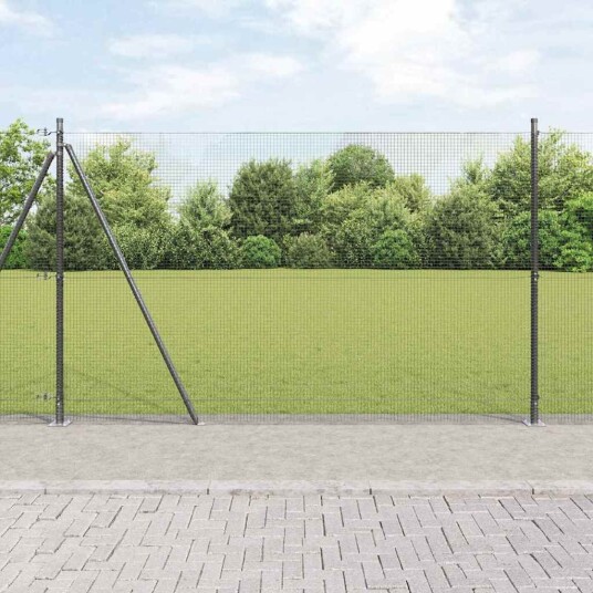  Sveiset Trådgjerde med 13 flansede stolper Grå 1.4x50 m Stål