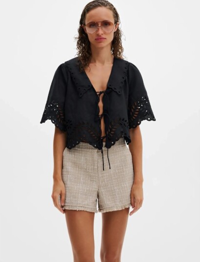Malina Estela Broderie Anglais Blouse   Black   44