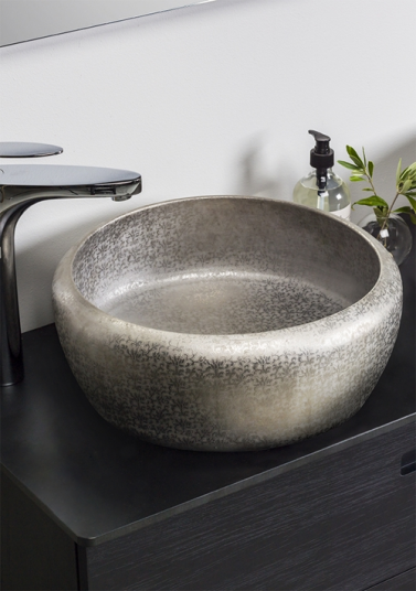 Noro Indria Toppmontert Servant Ø410 mm, u/bl.hull, u/overløp, Sølv