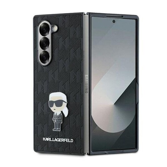 Karl Lagerfeld Saffiano Ikonik Pin Mobildeksel til Samsung Galaxy Z Fold 6 - Svart