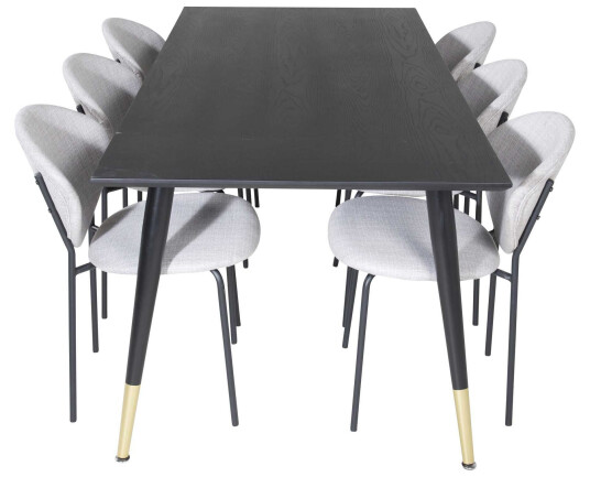 Venture Design Dipp & Vault spisegruppe Svart/grå 6 st stoler & bord 180 x 90 cm