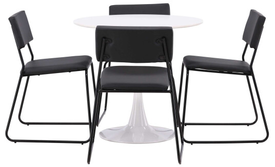 Venture Design Hamden & Kenth spisegruppe Natur/svart 4 stoler & bord 80 cm