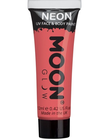 Rød Pastell Neon UV/Blacklight Ansiktog Kroppsmaling 12 ml
