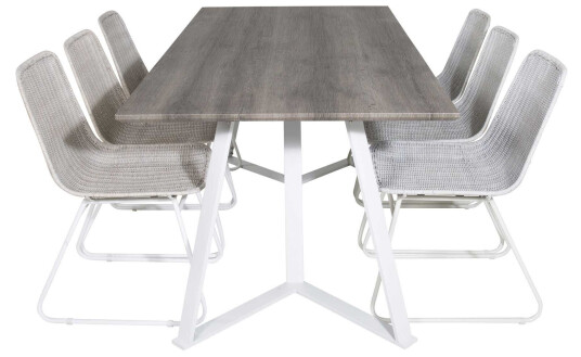 Venture Design Marina & Cirebon spisegruppe Grå/hvit 6 st stoler & bord 180 x 90 cm
