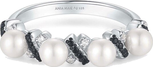 Ania Haie ANIA HAIE TWO TONE SPARKLING BRAIDED SHELL PEARL RING 58