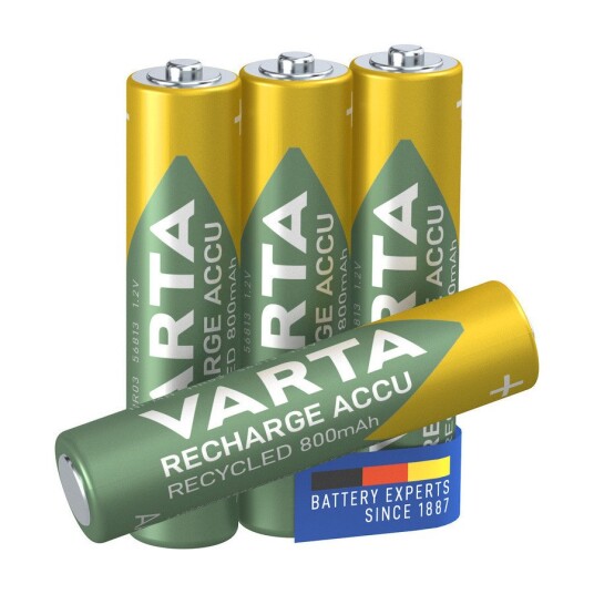 Varta 800 mAh Oppladbare AAA Batterier - 4-pk Resirkulert NiMH