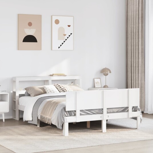  Sengeramme med hodegavl hvit 120x190 cm heltre furu 3306075