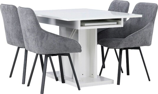 Spisegruppe Venture Home Pluto med 4 Rosie Stoler