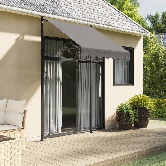 Uttrekkbar markise antrasitt 150x150 cm stoff og stål 368737