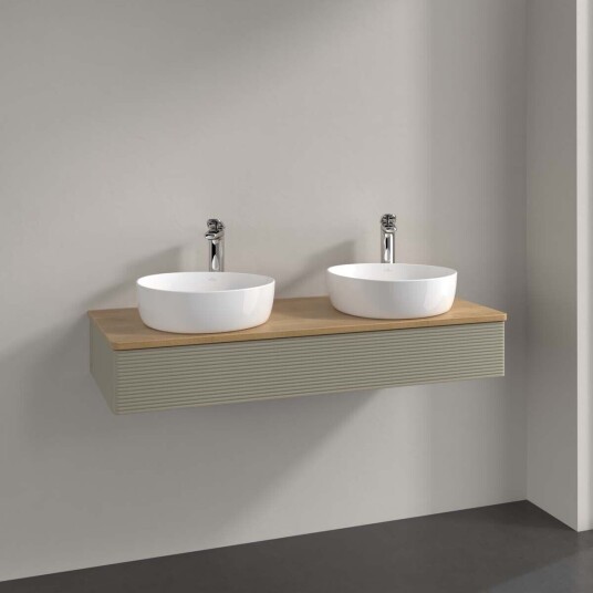 Villeroy & Boch Antao Servantskap med 1 skuff 120x50x19 cm m/lys Steingrå/Eik Villeroy & Boch Antao Servantskap med 1 skuff 120x50x19 cm m/lys Steingrå/Eik