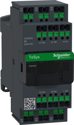 Schneider Electric Kontrollrelé Deca 3NO 2NC 3P 220V L DC Snap-in, CAD32AML