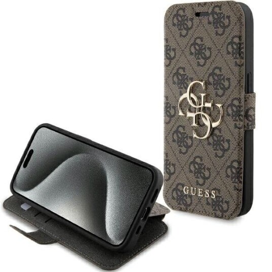 Guess 4G Metal Logo brunt mobildeksel til iPhone 15 Pro Guess 4G Metal Logo brunt mobildeksel til iPhone 15 Pro