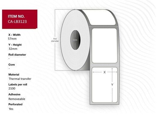 CAPTURE Label 57 x 32 mm. Core 25,