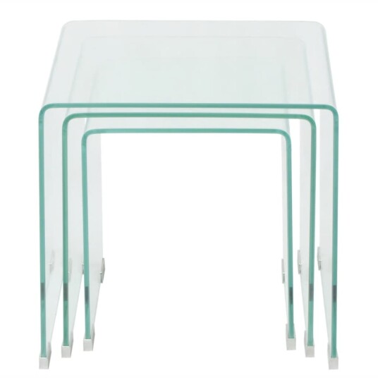 vidaXL Tredelt settbord i temperert glass klar