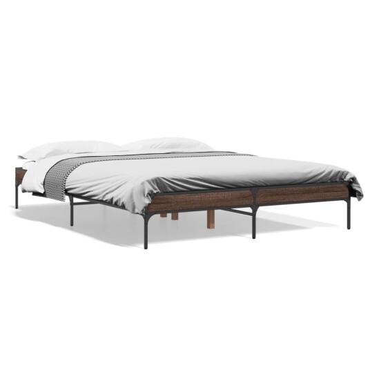  Sengeramme brun eik 160x200 cm konstruert tre og metall 8721012985360