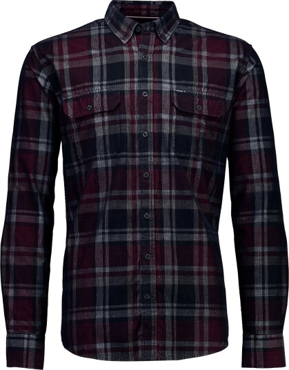 Bison Fine Corduroy Check Shirt L/S DK RED L Bison Fine Corduroy Check Shirt L/S DK RED L