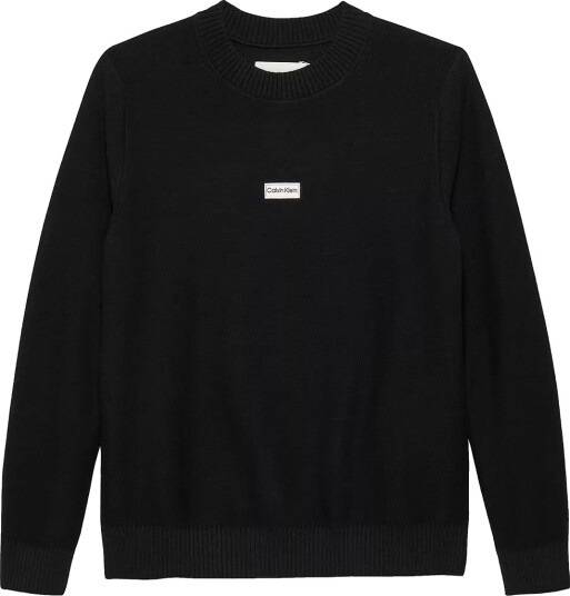 Calvin Klein Genser Strikk Logo Etikett Sjekk Black Calvin Klein 12 år 152 Genser Svart