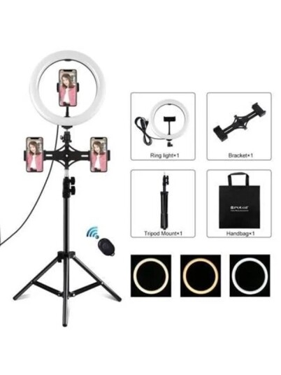 Puluz Tripod Mount with 26cm LED Ring Vlogging 1.1m PKT3070B