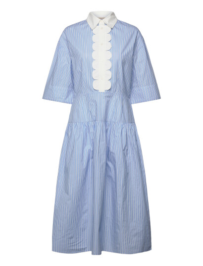 Stella Nova Striped Dress With Scallops Blue 40 Stella Nova Striped Dress With Scallops Blue 40