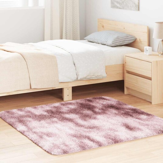 Flossteppe med lang luv NAVARRA støvet rosa 120x120cm polyester 8721158558510