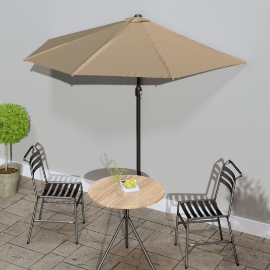 vidaXL Balkongparasoll med aluminiumsstang gråbrun 270x135 cm halv